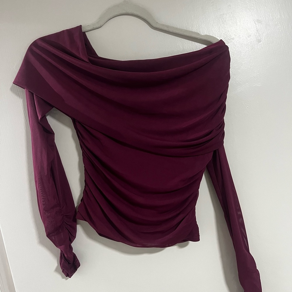 Elegant Off-Shoulder Burgundy Top